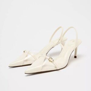 Zara Elegant Cream Slingback Heels